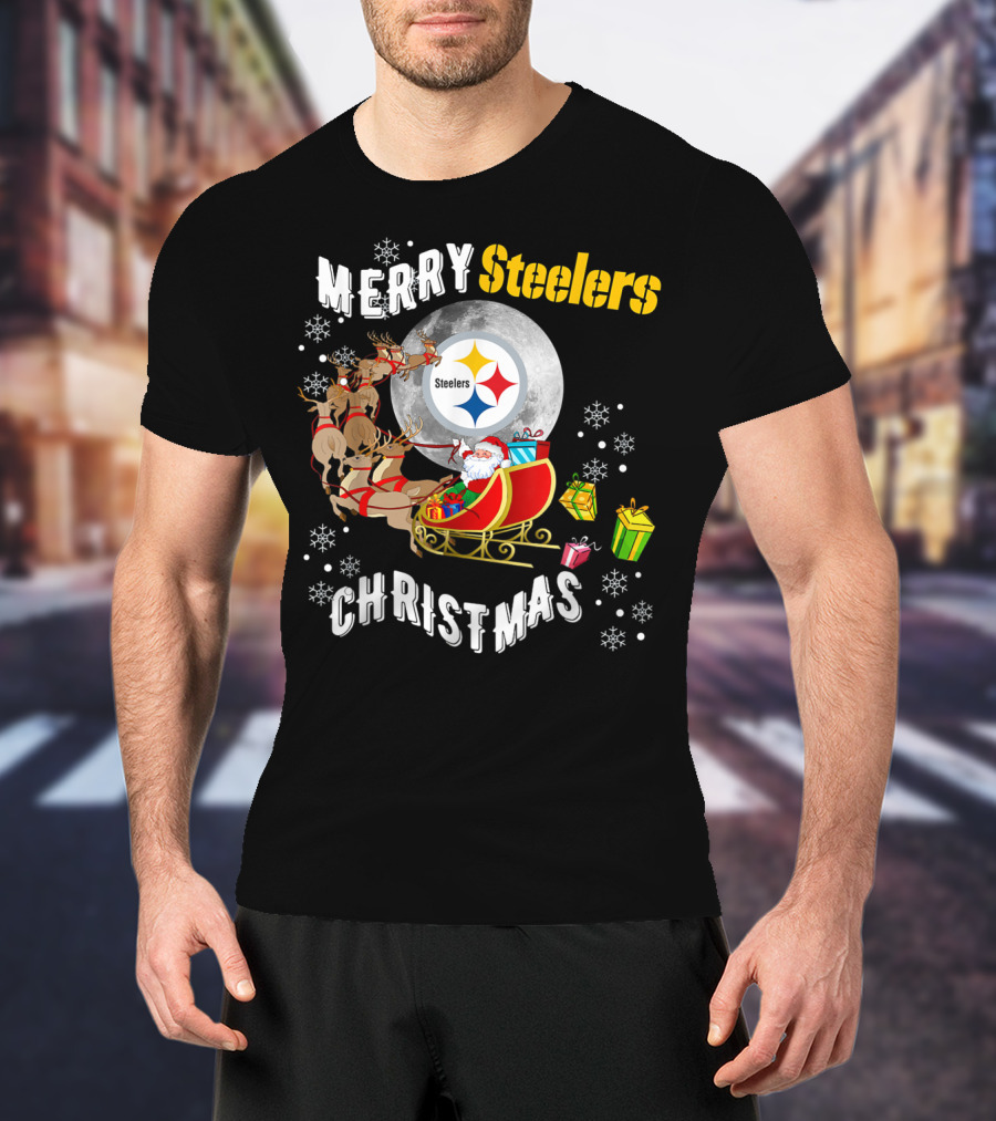 Merry Steelers Christmas Football Pittsburghsler Fan T-Shirt
