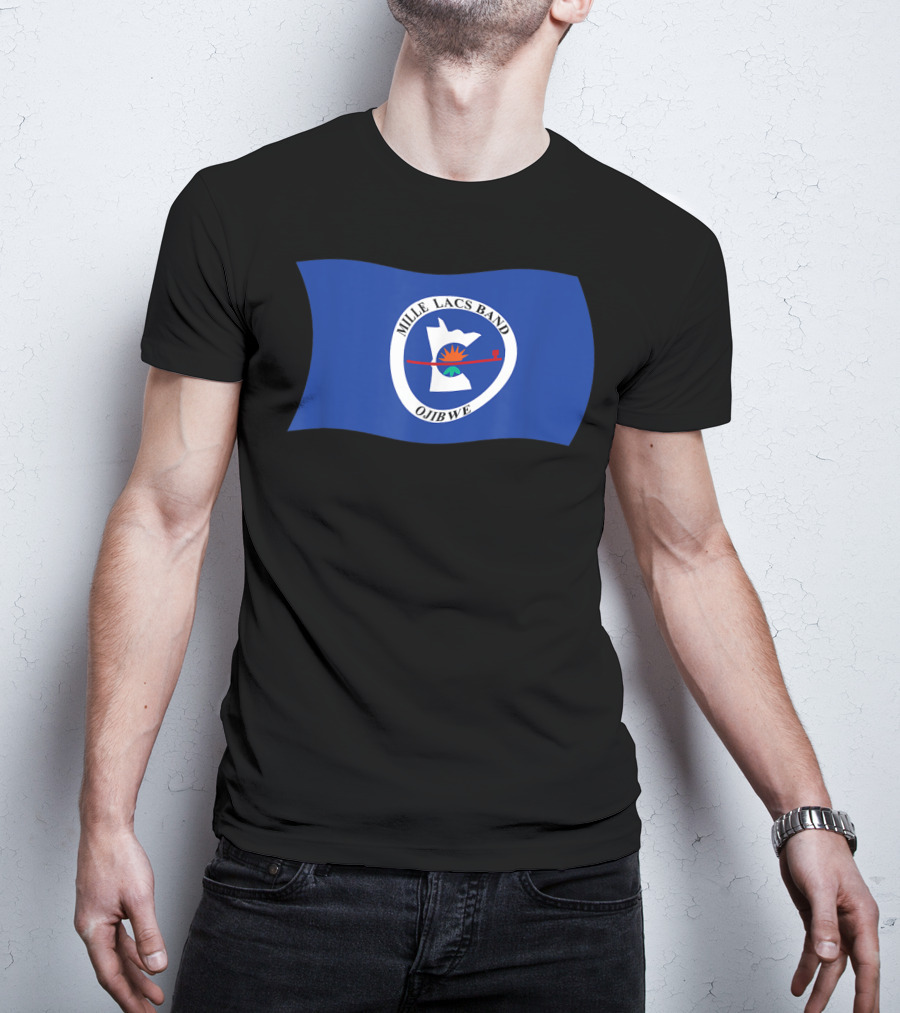 Mille Lacs Band Ojibwe Reservation Flag Blue Background T-Shirt