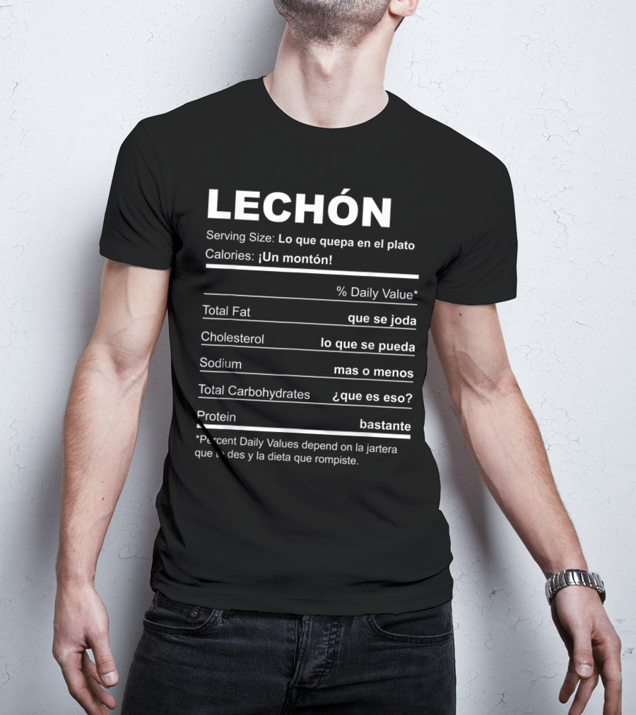 Navidades Puerto Rico Receta Lechon Asado Lo Que Quepa En El Plato Calories Un Monton Que Se Joda Que Se Pueda Mas O Menos Que Es Eso Bastante T-Shirt