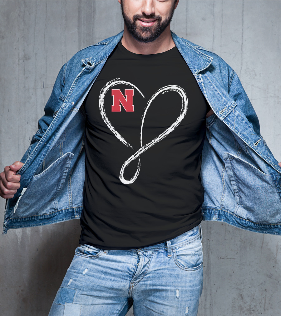 Nebraska Cornhuskers N Logo Love Heart Infinity T-Shirt
