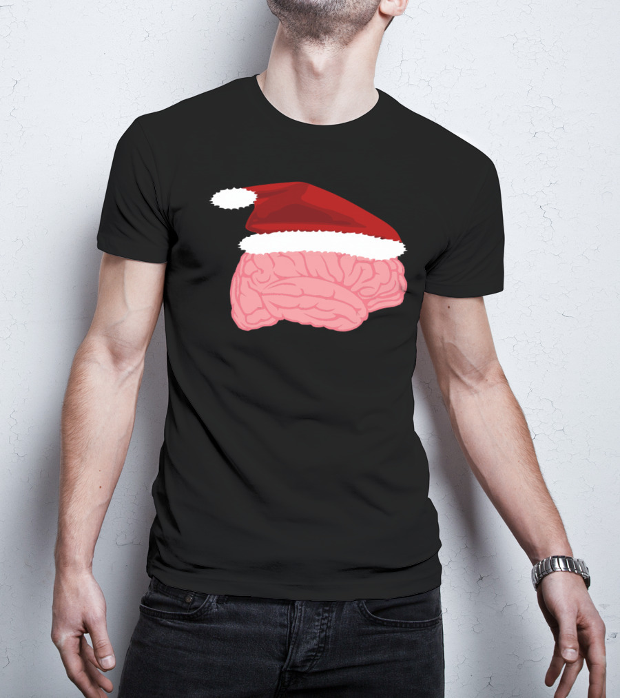 Neurologist Christmas Brain Surgeon Holiday Santa Hat Brain T-Shirt