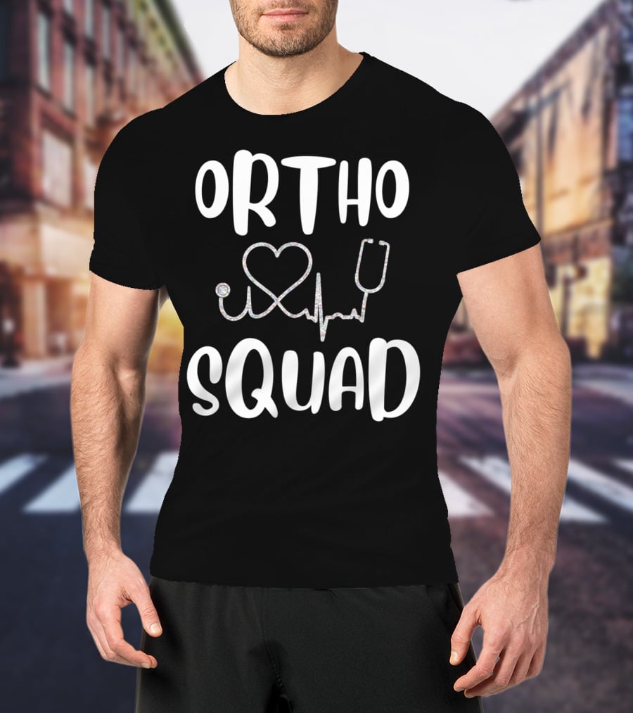 Ortho Squad Heartbeat Stethoscope Orthopedic Doctor Nurse T-Shirt