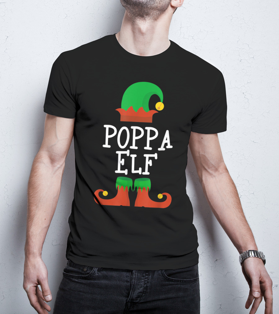 Poppa Elf Hat And Shoes Christmas T-Shirt