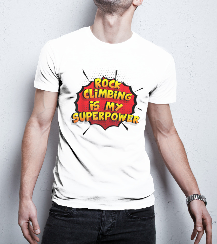 Rock Climbing Is My Superpower Comic Burst T-Shirt