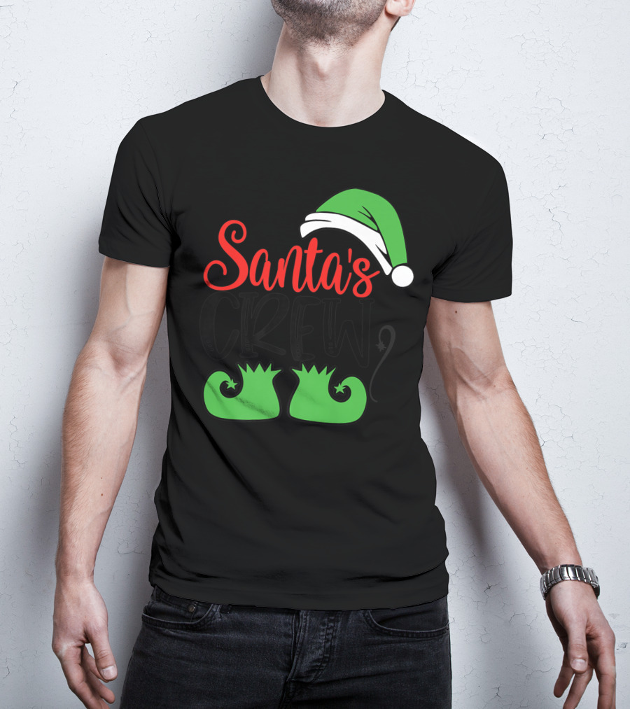 Santa's Crew Christmas Hat And Shoes T-Shirt