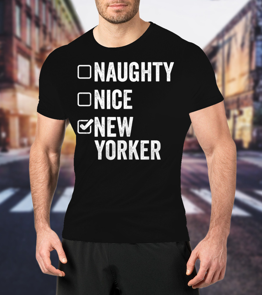 Santa's Naughty Nice New Yorker Checkbox Christmas List T-Shirt