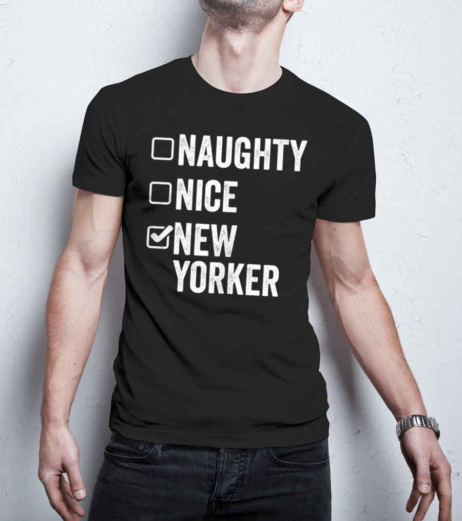 Santa's Naughty Nice New Yorker Checkbox Christmas List T-Shirt