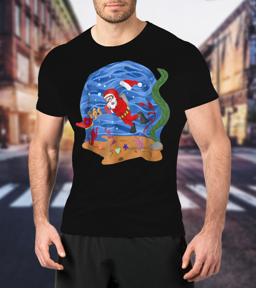 Santa Claus Scuba Diving Underwater Adventure T-Shirt