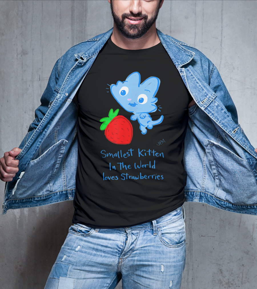 Smallest Kitten In The World Loves Strawberries T-Shirt