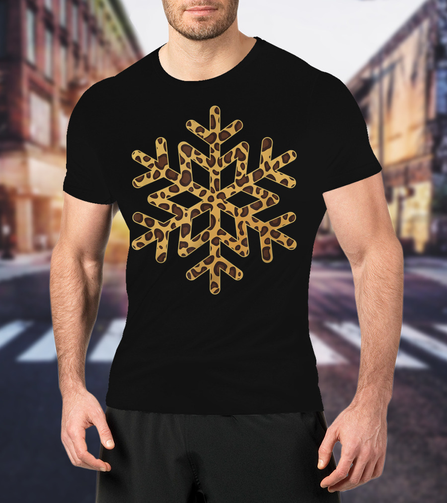 Snowflake Christmas Leopard Print Winter T-Shirt
