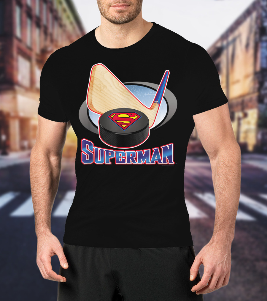 Superman Hockey Stick Puck T-Shirt