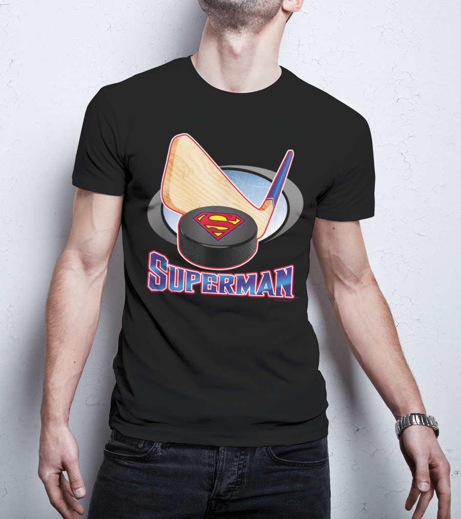 Superman Hockey Stick Puck T-Shirt