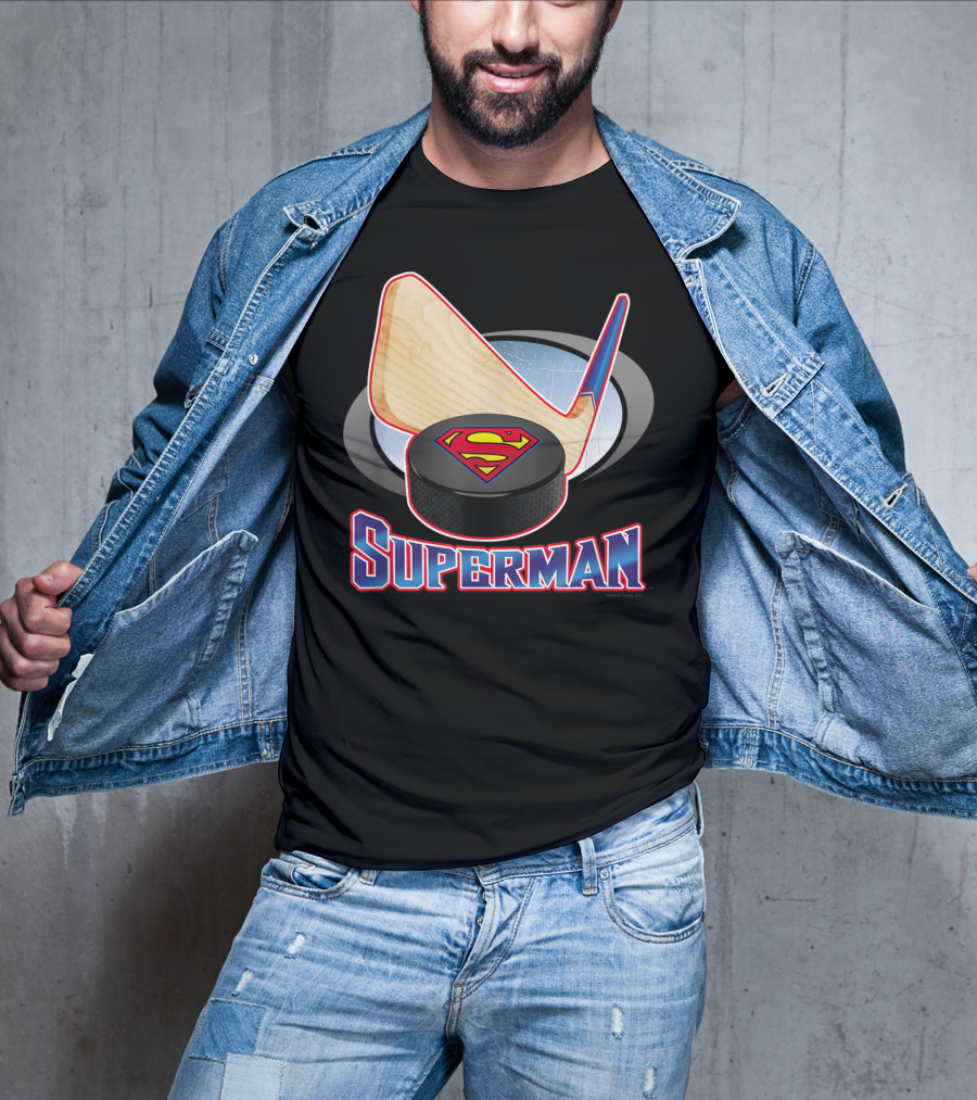 Superman Hockey Stick Puck T-Shirt