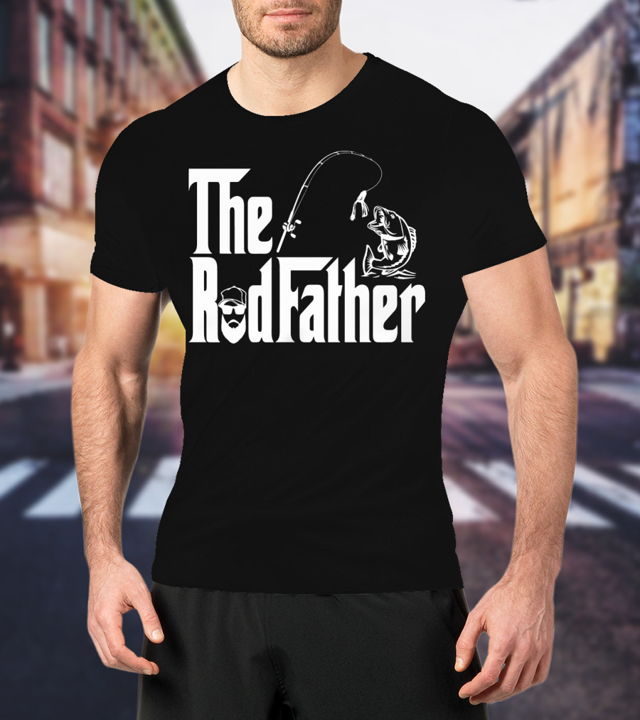 The RodFather Fishing Rod Fish Reel Bearded Man T-Shirt