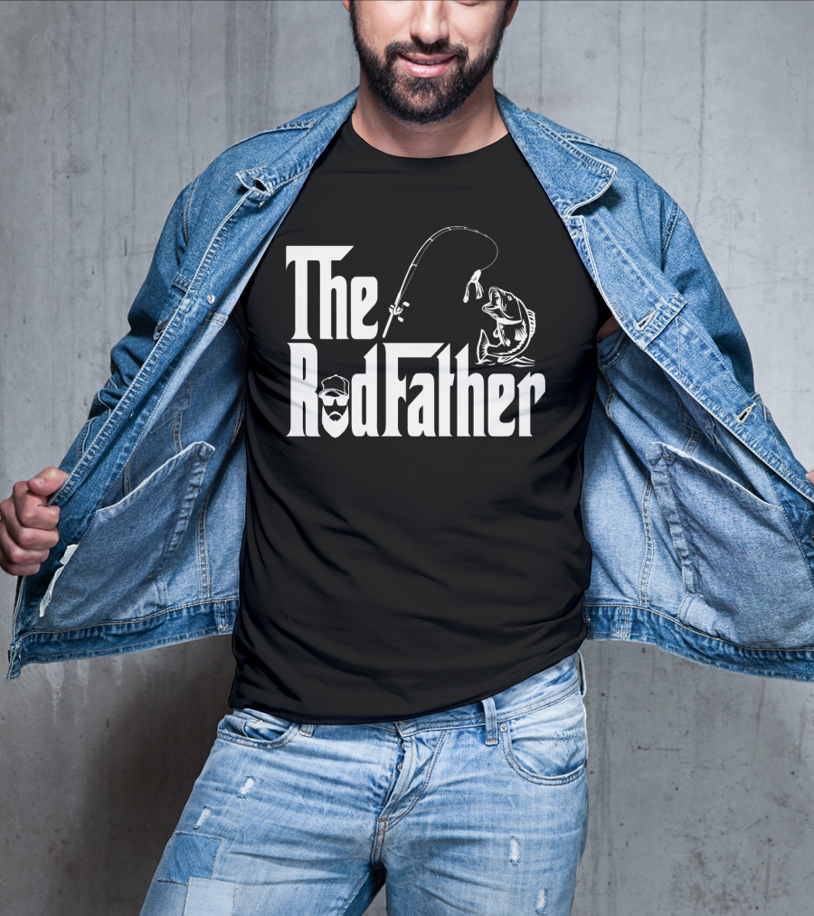 The RodFather Fishing Rod Fish Reel Bearded Man T-Shirt
