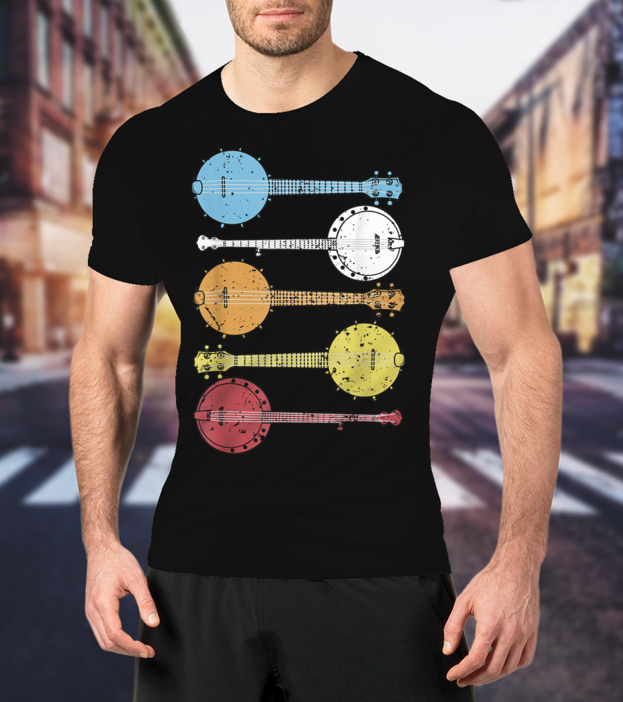 Vintage Banjo Country Music Colorful Banjos T-Shirt