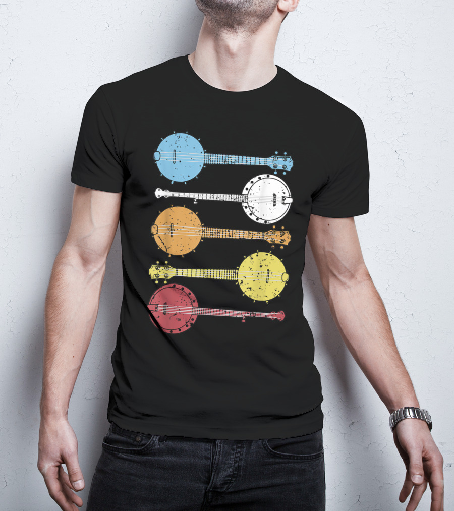 Vintage Banjo Country Music Colorful Banjos T-Shirt