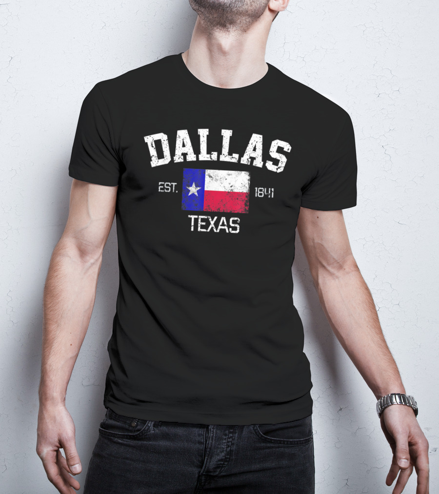 Dallas Texas Est 1841 Vintage Texas Flag Iconic T-Shirt