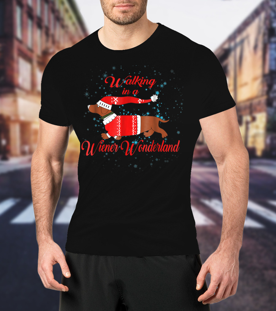Walking In A Wiener Wonderland Christmas Dachshund Dog Winter T-Shirt