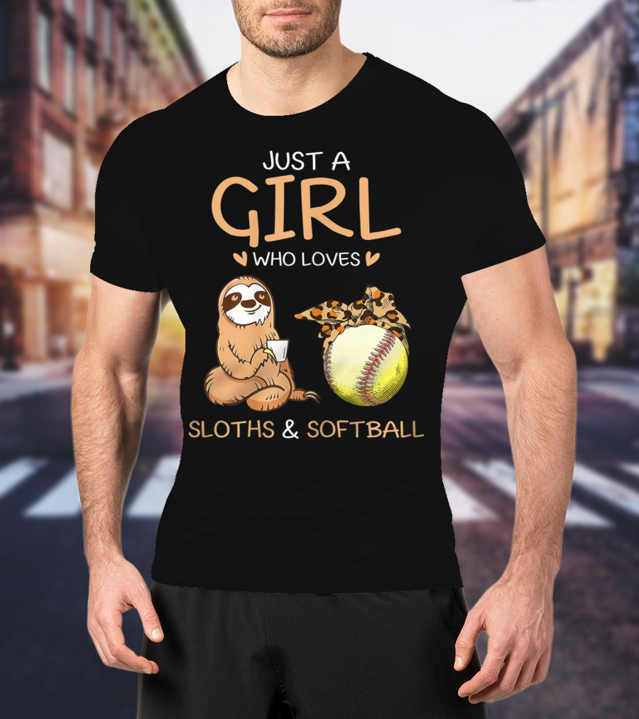 Just A Girl Who Loves Sloths And Softball T-Shirt