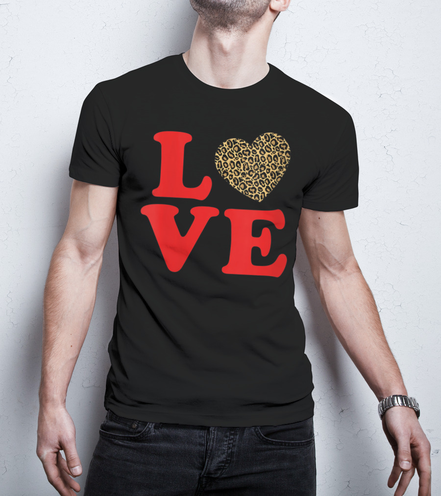 LOVE Leopard Heart Valentines Day Cute T-Shirt