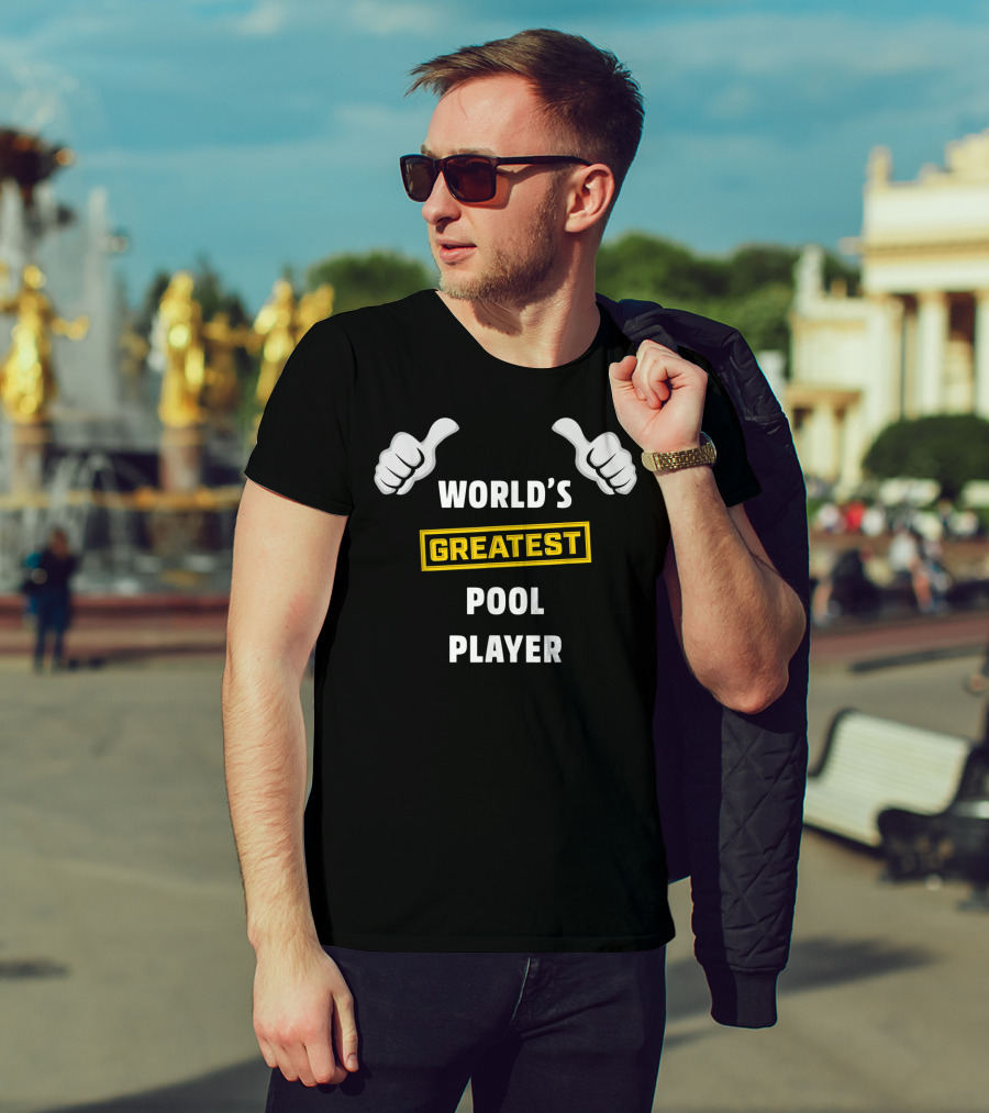World's Greatest Pool Player Thumbs Up Funny Billiard T-Shirt