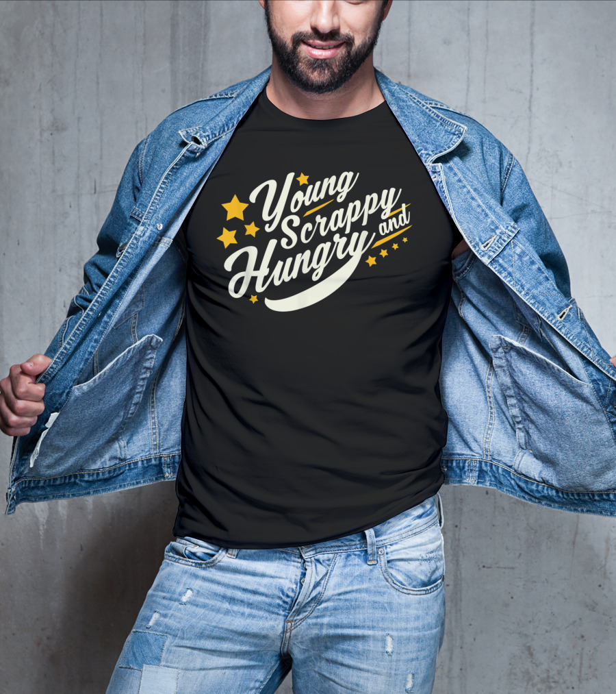 Young Scrappy And Hungry Starry USA Holiday T-Shirt