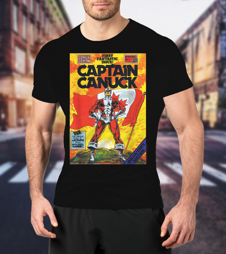 Comely Comix First Fantastic Issue Captain Canuck July 75 No. 1 Collector's Edition T-Shirt
