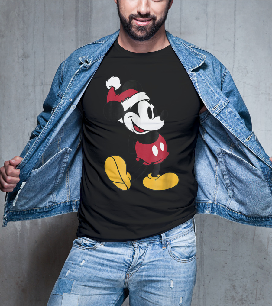 Disney Classic Mickey Mouse In Santa Hat T-Shirt