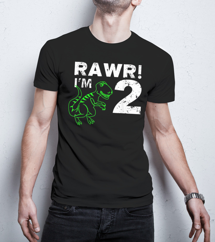 RAWR I'm 2 Dinosaur 2nd Birthday T-Shirt