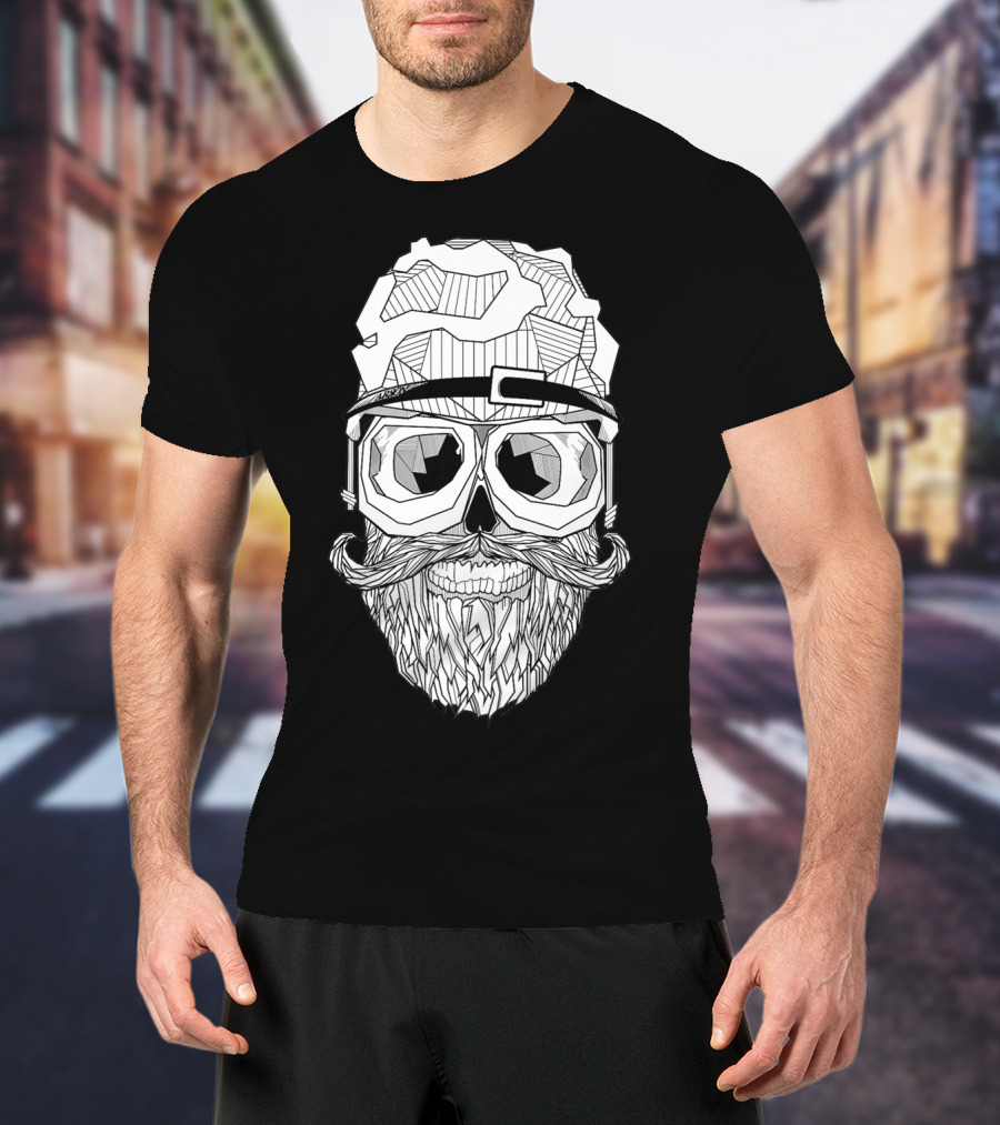 Arson Aesthetic Memoriae Skull Beard Geometric Glasses T-Shirt