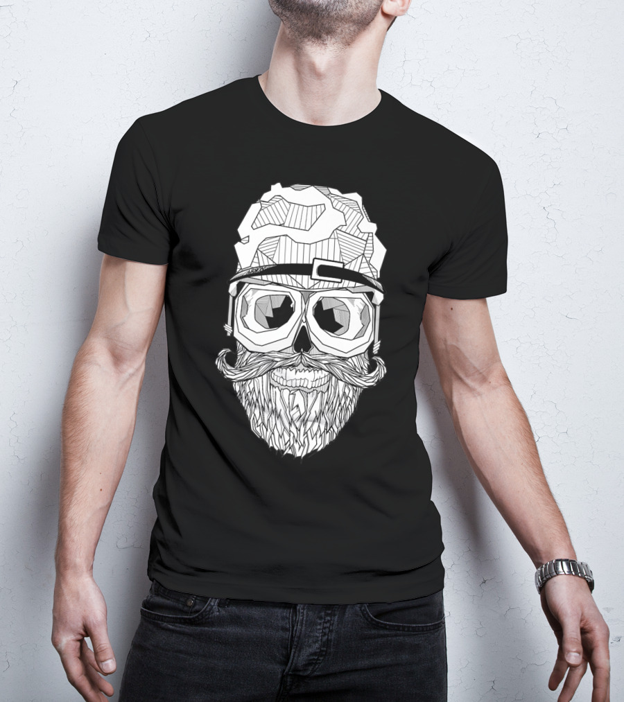 Arson Aesthetic Memoriae Skull Beard Geometric Glasses T-Shirt