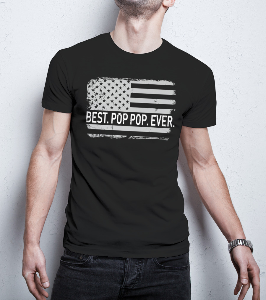 Best Pop Pop Ever Vintage American Flag T-Shirt