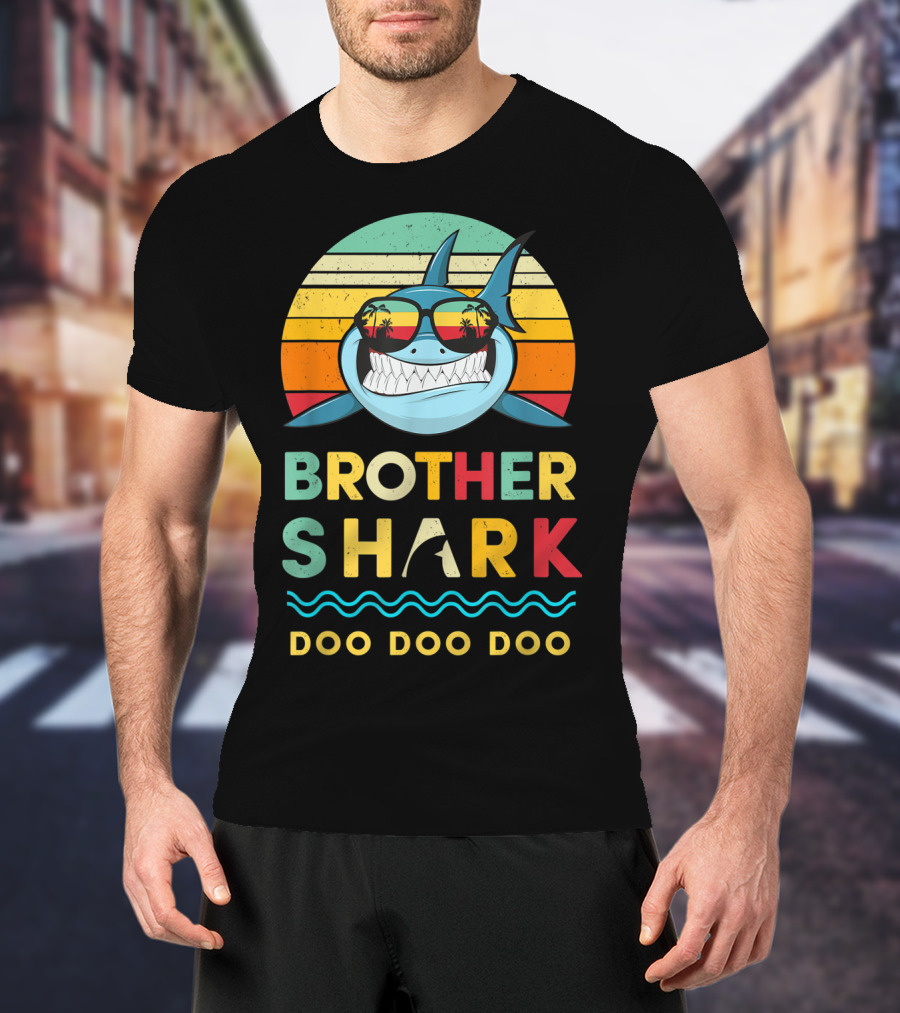 Brother Shark Doo Doo Doo Retro Kids For Toddlers And Boy T-Shirt