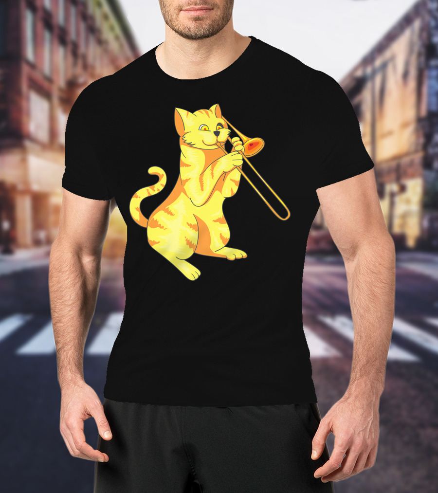 Cat Trombone Meow Music Collection T-Shirt