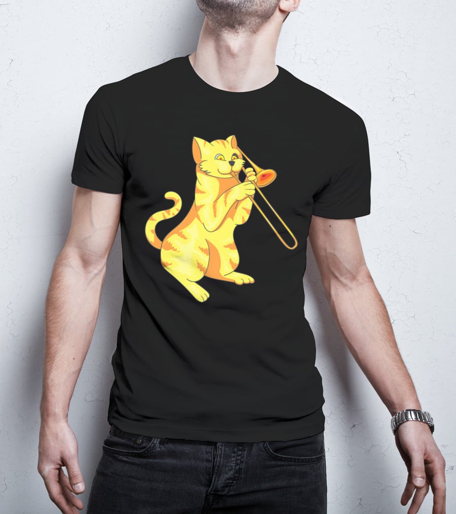 Cat Trombone Meow Music Collection T-Shirt
