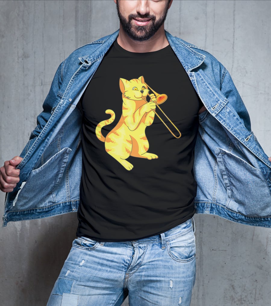 Cat Trombone Meow Music Collection T-Shirt