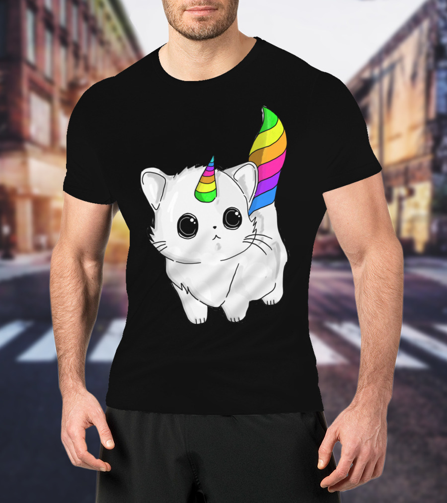 Caticorn Unicorn Rainbow Cat For Girls Boys Adults T-Shirt
