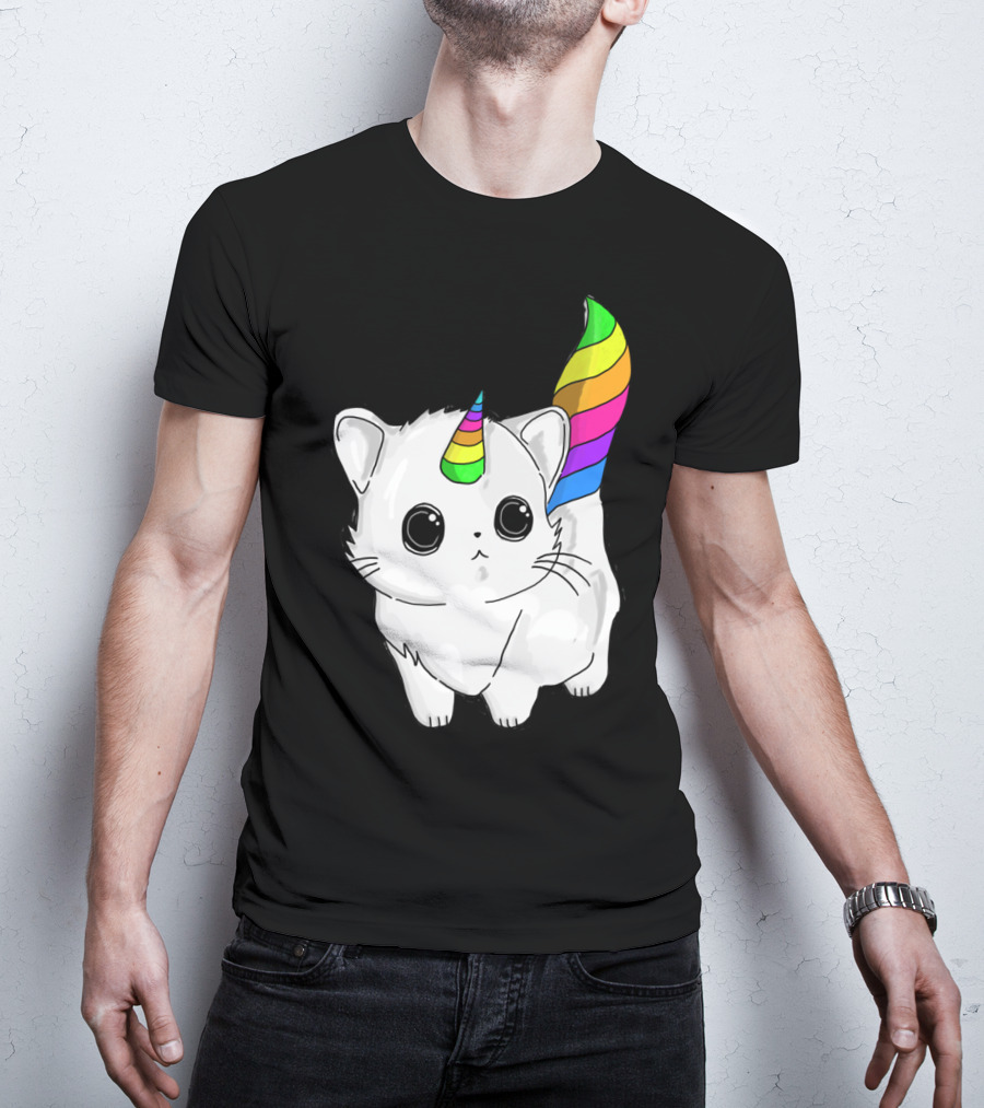 Caticorn Unicorn Rainbow Cat For Girls Boys Adults T-Shirt