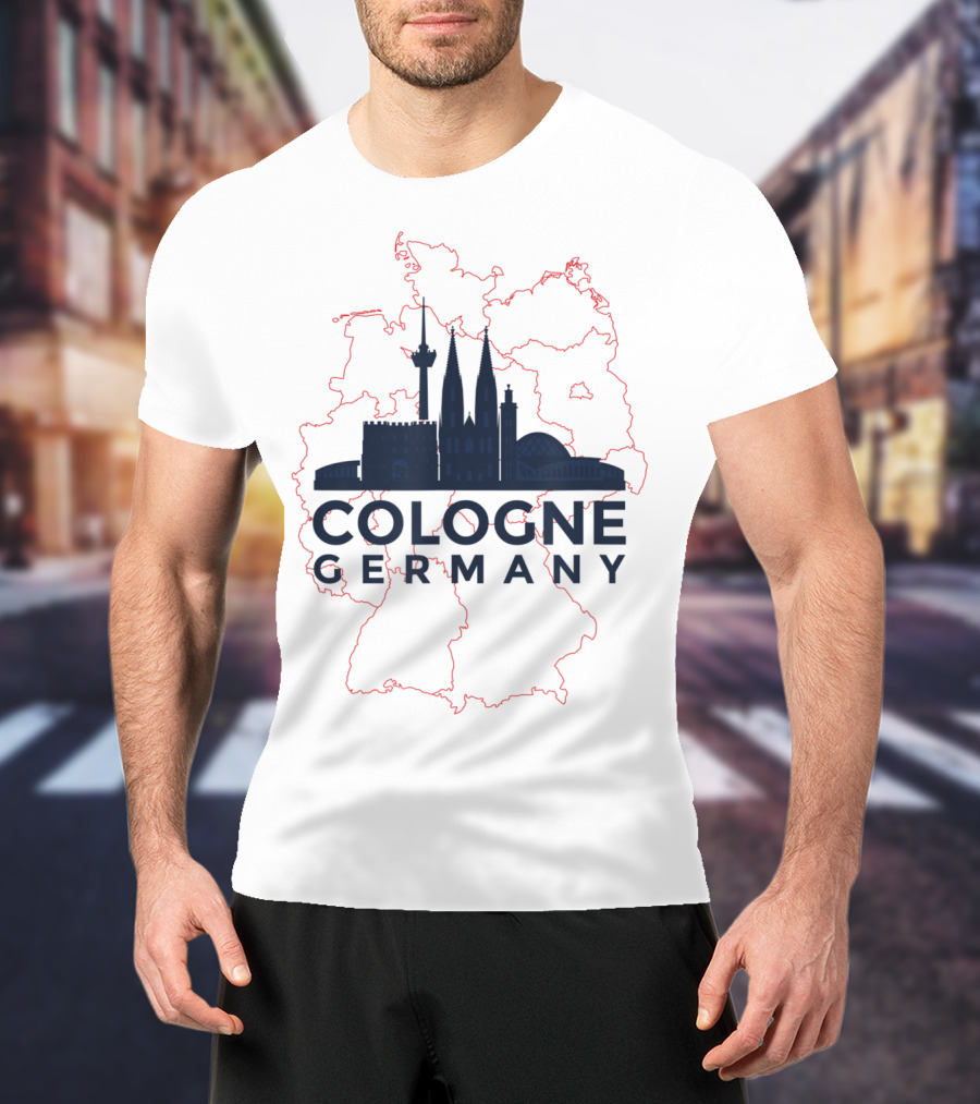 Cologne Germany Koln Skyline And Map Souvenir T-Shirt
