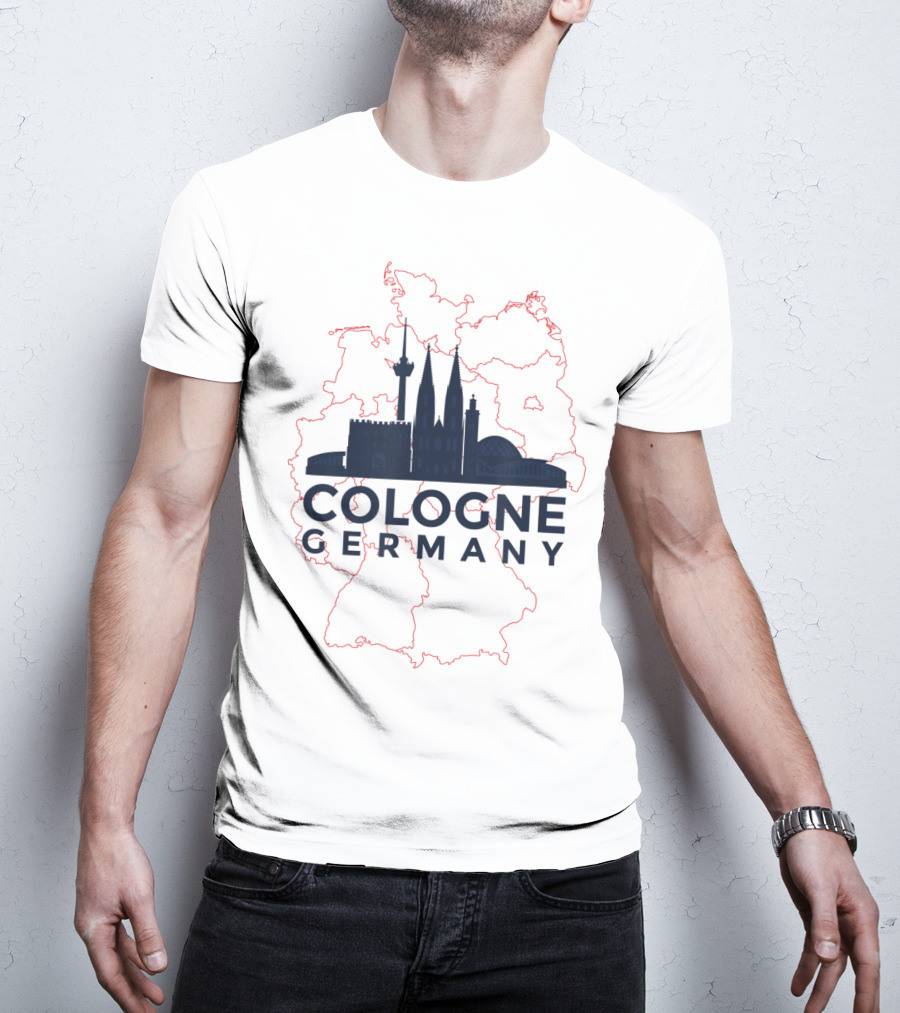 Cologne Germany Koln Skyline And Map Souvenir T-Shirt
