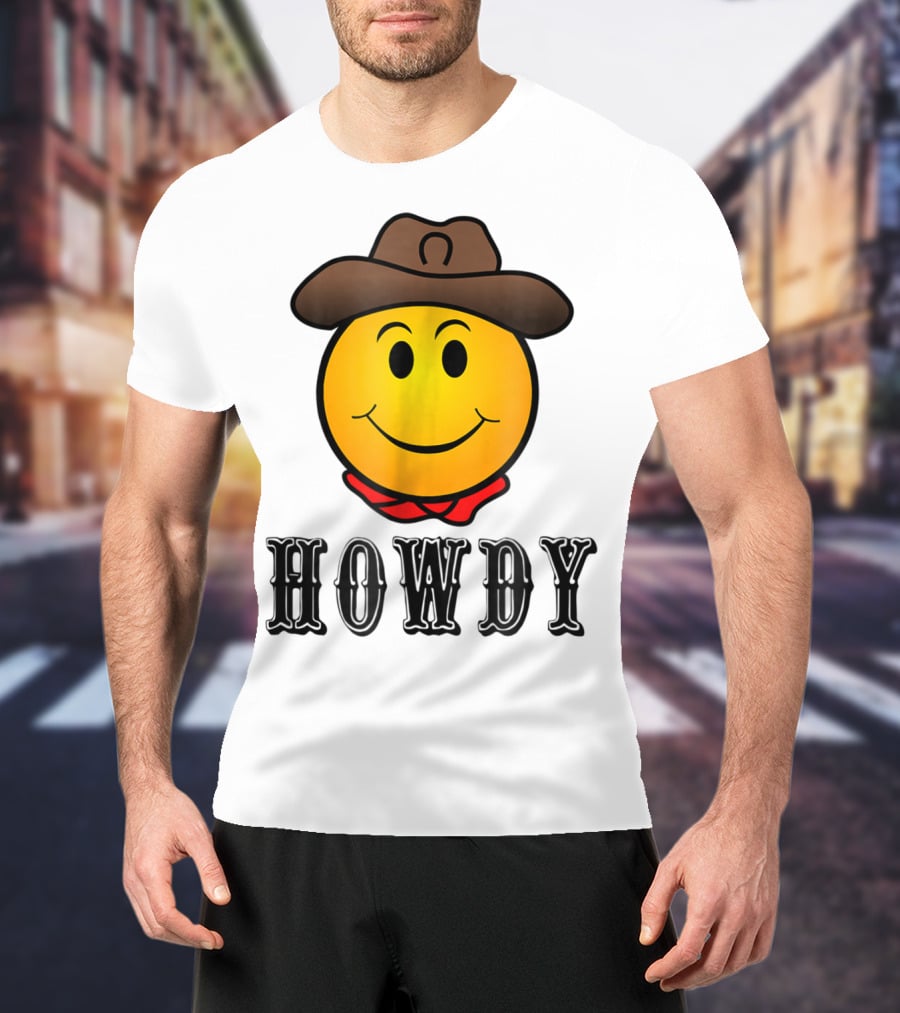 Howdy Cowboy Western Smiley Emoji Rodeo T-Shirt