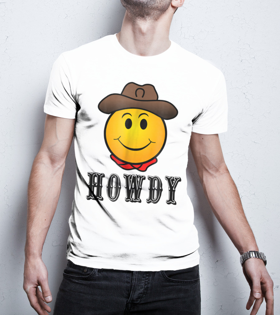 Howdy Cowboy Western Smiley Emoji Rodeo T-Shirt