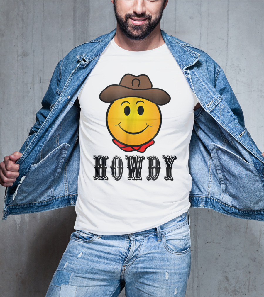 Howdy Cowboy Western Smiley Emoji Rodeo T-Shirt