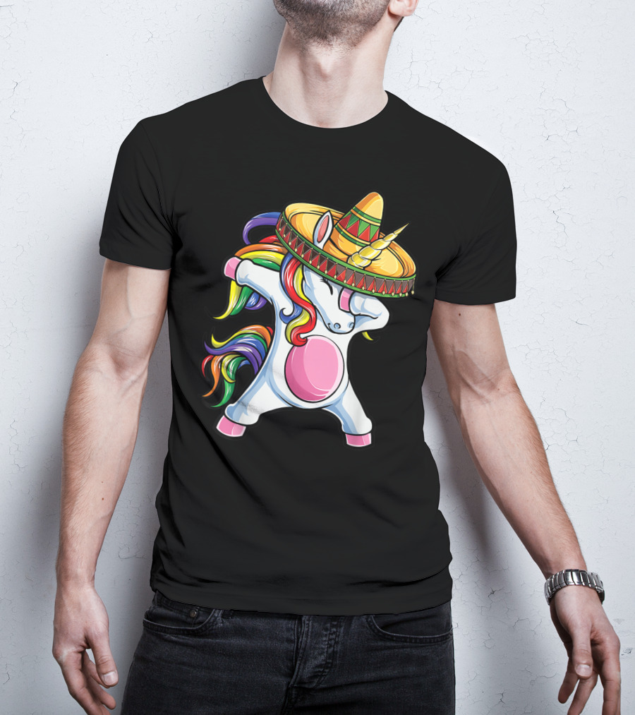 Dabbing Unicorn With Sombrero Cinco De Mayo T-Shirt