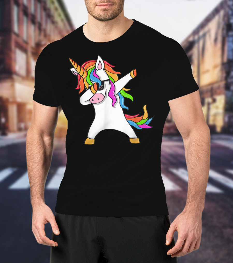 Dabbing Unicorn Rainbow Hair Dab Pose T-Shirt