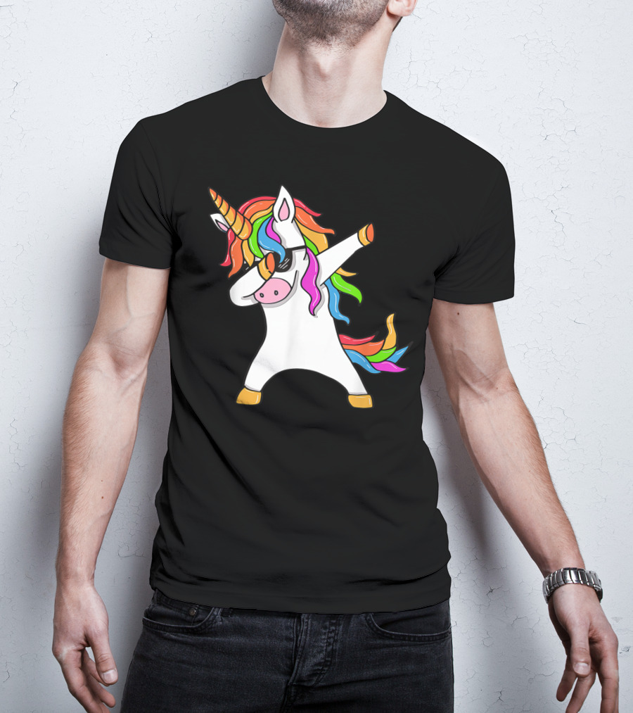 Dabbing Unicorn Rainbow Hair Dab Pose T-Shirt