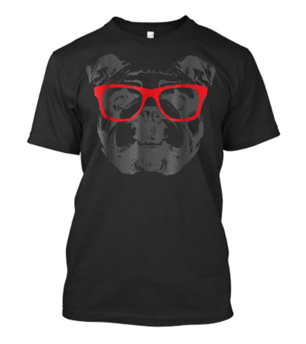 English Bulldog Red Glasses Nice T-Shirt