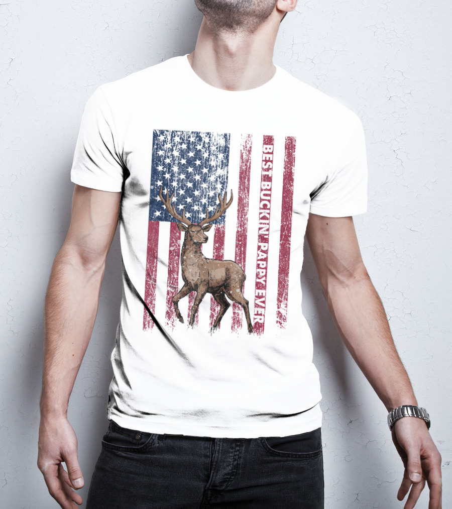 Best Buckin' Pappy Ever US Flag Deer Hunting T-Shirt