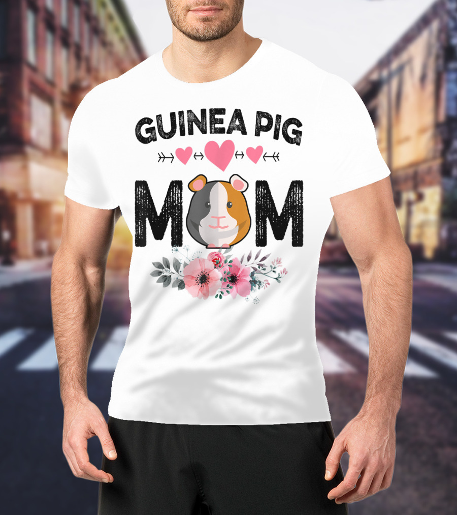 Guinea Pig Mom Heart And Flower T-Shirt